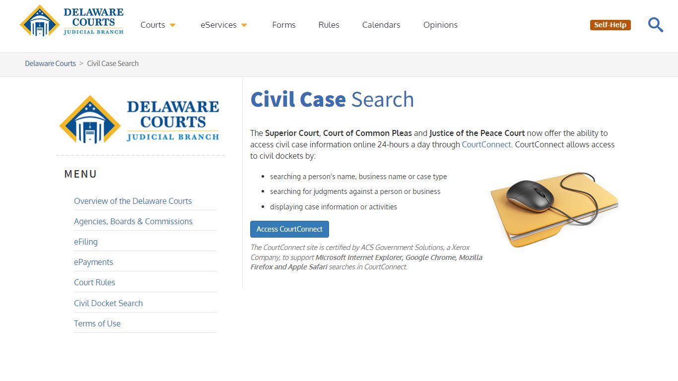 Civil Case Search - Delaware Courts - State of Delaware