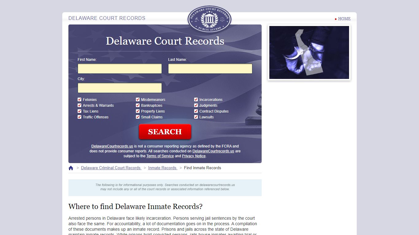 Delaware Inmate Search | DelawareCourtRecords.us